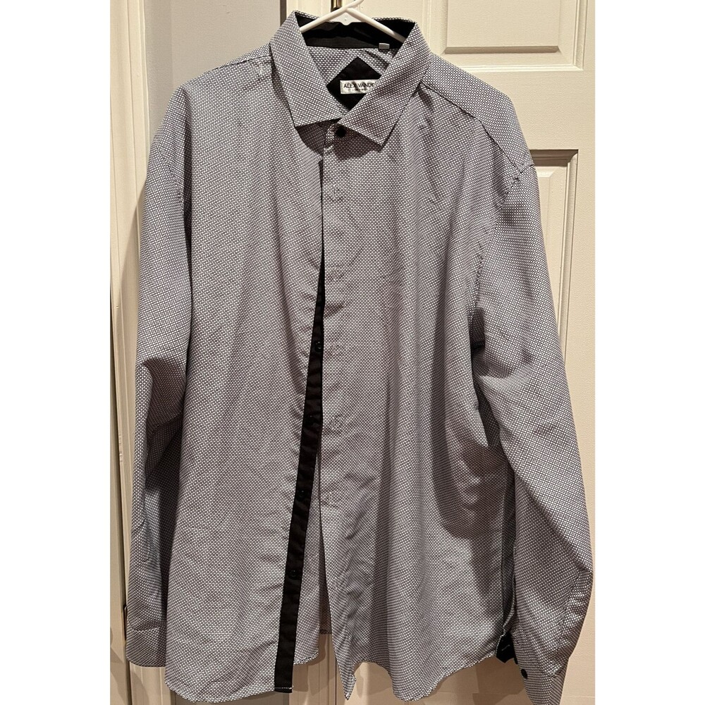 Alex Vando Men's Long-Sleeved Dress Shirt Size 2XL Patterned With Black Cuffs
